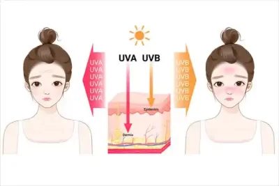 compare UVB UVA damage skin